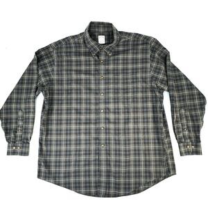 Brooks Brothers Button Down Shirt Men 16r XL Green Check 100% Cotton Made in USA